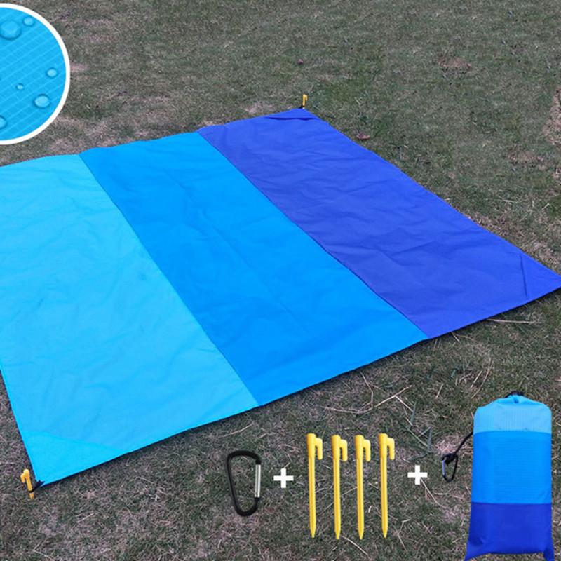 200x210cm Waterproof Pocket Beach Mat Folding Camping Sand Free Blanket Mattress Portable Lightweight Mat Outdoor Picnic Mat
