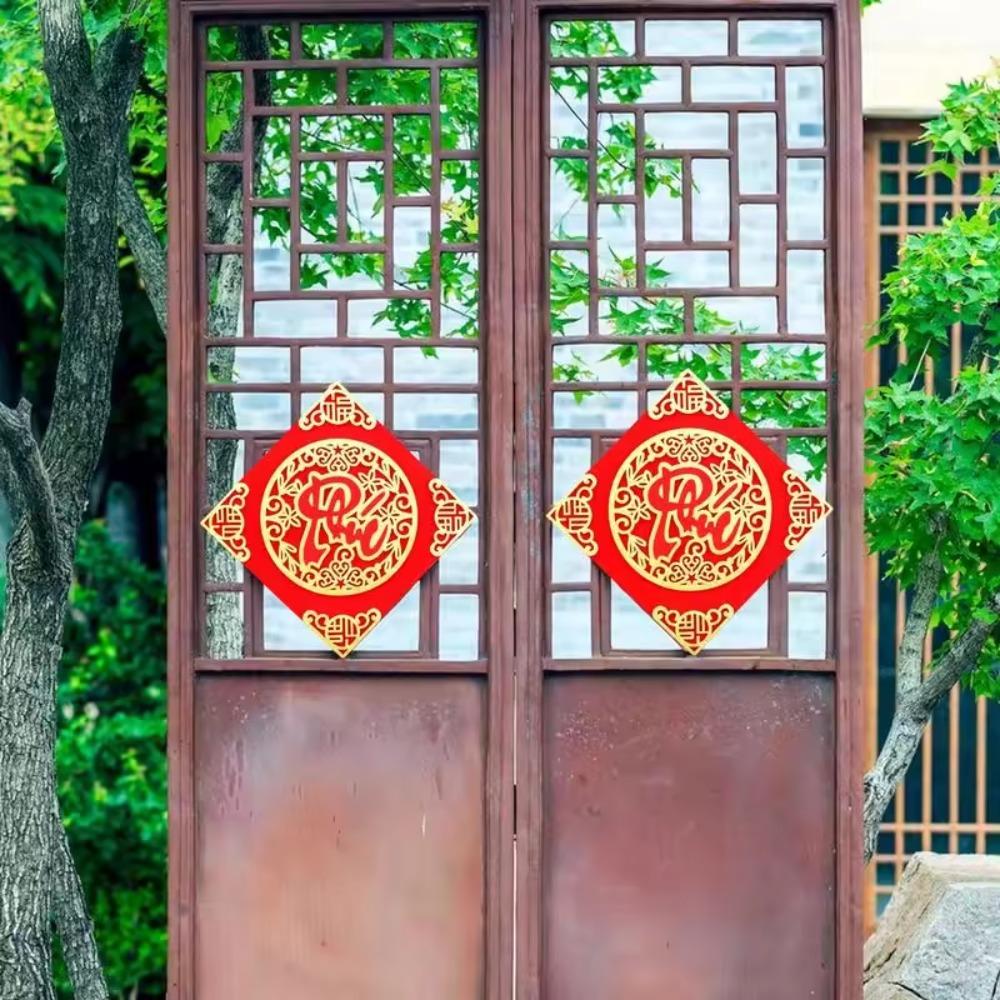 Hot Stamping Vietnamese New Year Window Sticker 3D Couplets Household Door Sticker Shopping Mall