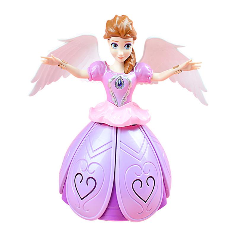 Кукла принцессы, игрушки «Холодное сердце», кукла Эльзы и Анны с крыльями, фигурка, вращающийся танцевальный проекционный свет