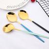 6Pcs Colorful Mirror Dinnerware Dessert Spoon Stainless Steel Gold Coffee Scoops Ice Cream Spoon Kitchen Flatware Cutlery Set