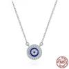 Hot Sale 100% 925 Sterling Silver Blue Lucky Eye Guardian Eye Pendant Necklace for Women Clear Fine Jewelry