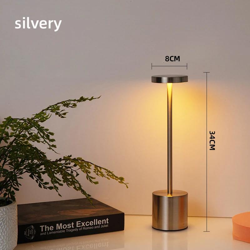 Simple LED Rechargeable Touch Metal Table Lamp Three Colors Bedside Creative Ambient Light Bar Outdoor Decoration Night Light