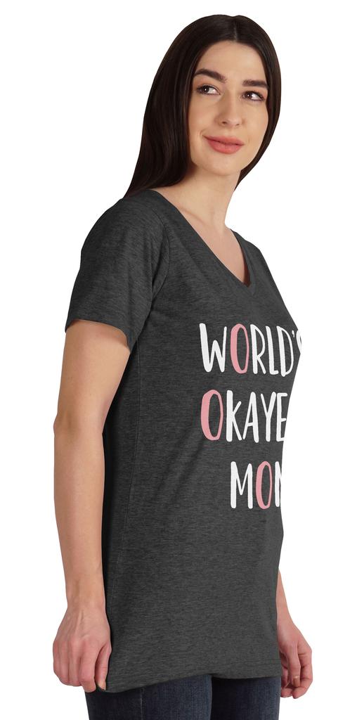 Inkmeso World  S Okayest Mom Graphic Tshirt Short Sleeve Mother  S Day Gift