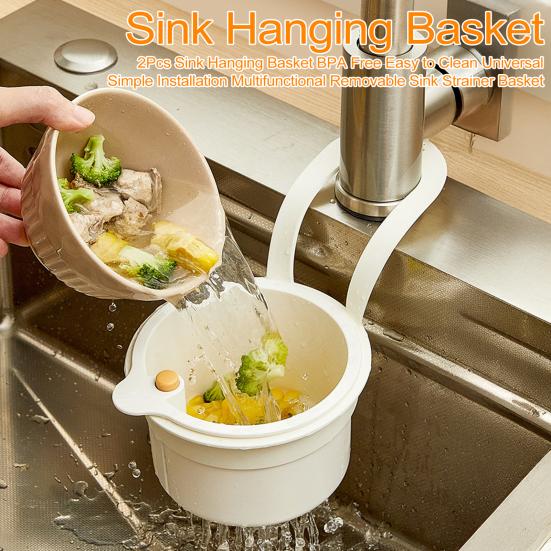 2Pcs Sink Hanging Basket BPA Free Easy To Clean Universal Simple Installation
