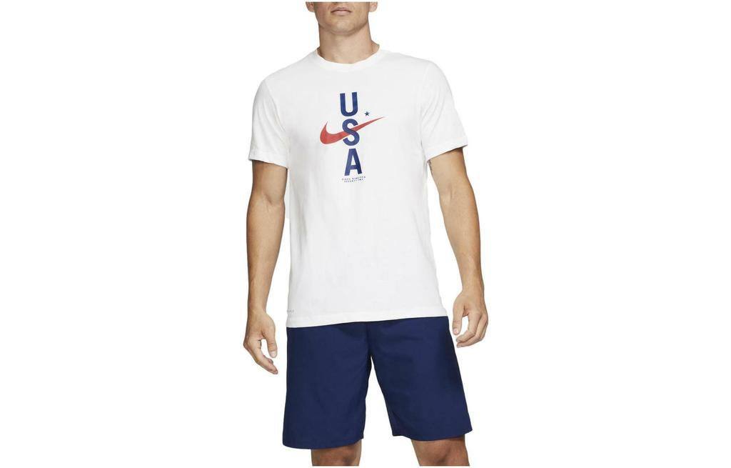 Nike T Shirts Men's White Crew Neck Moderate Straight Fit CK0455-100