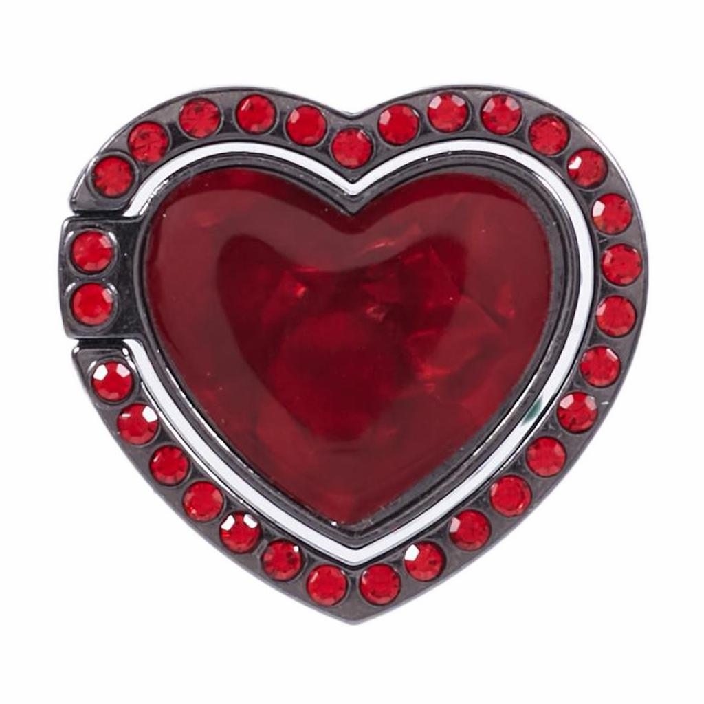 Heart Shaped Phone Kickstand Rhinestone Decor Metal Phone Finger Ring Grip