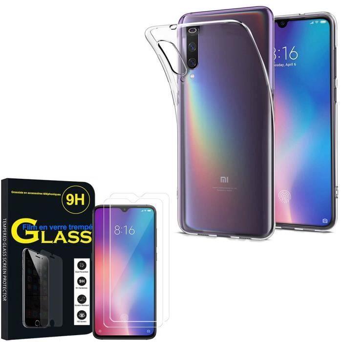 Силиконовый гелевый чехол - VCOMP - Mi 9 SE - Ультратонкий - Прозрачный - 2 пленки из закаленного стекла
