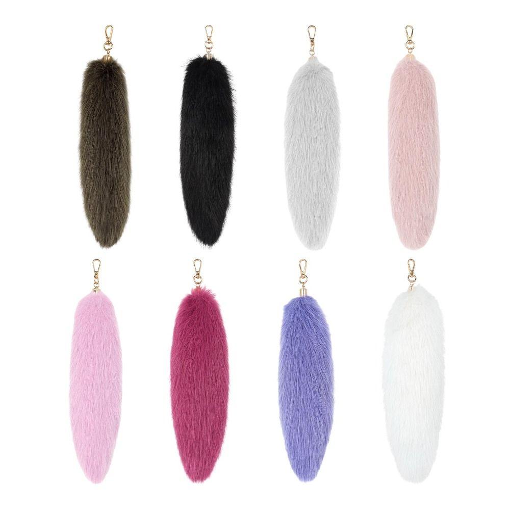 Long Hair Tail Hanging Keychain Bag Charms Plush Tail Keyring Fur Tails Pendant Women Ladies