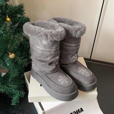 Женские эластичные зимние меховые ботинки на толстой подошве, теплые, с холодозащитной подкладкой, нескользящие, износостойкие, повседневные спортивные короткие хлопковые ботинки