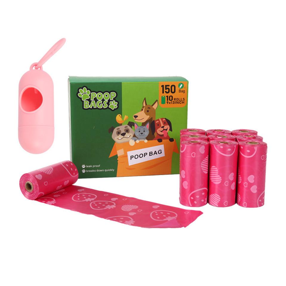 Диспенсер для собачьих какашек с пакетами для какашек, герметичные и очень толстые пакеты для домашних животных, 1 держатель для пакетов для какашек и 150 пакетиков для выгула собак и наполнителя для кошачьего туалета