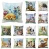 Милый чехол на подушку с принтом животных кошки и собаки для украшения дома, гостиной, дивана, квадратная наволочка 45x45см