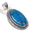 Natural Chrysocolla Gemstone 925 Sterling Silver Jewelry Pendant 2.56" H1L48