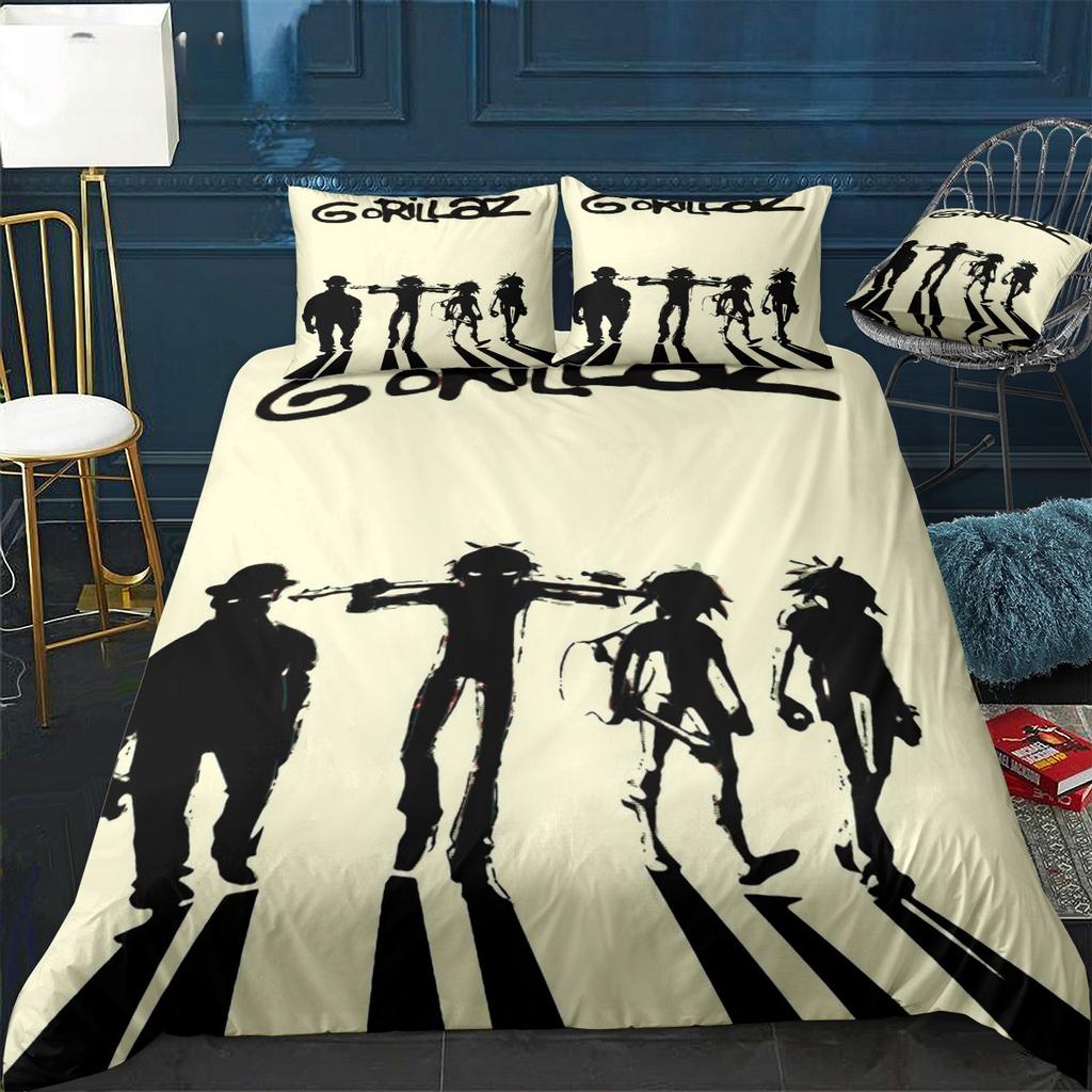 Music Band Gorillaz Bedding Set Anime Duvet Covers Double Bed Twin Size Bedding Quilt Cover Cartoon Children'S Bed Set For Home