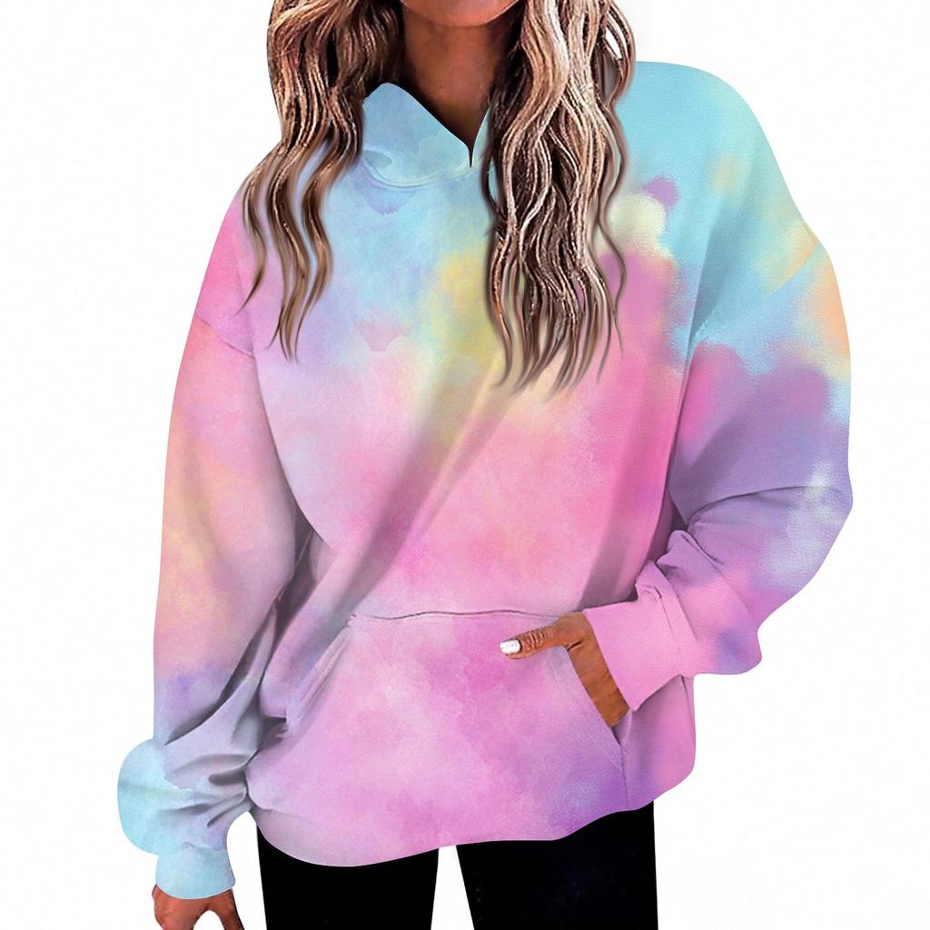 Женская мода Повседневный топ с V-образным вырезом и длинными рукавами с принтом