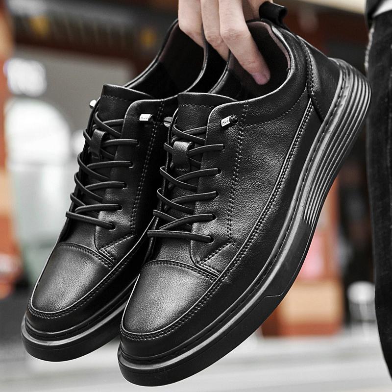 Классические мужские туфли для ходьбы, школы, на плоской подошве, дышащие, удобные, универсальные, мужские, кожаные, повседневные, молодежные кроссовки