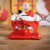4,5-дюймовая керамическая монетница Maneki Neko Lucky Cat Fortune Colored Cat Golden Circle Home Decoration Gift Feng Shui Figure