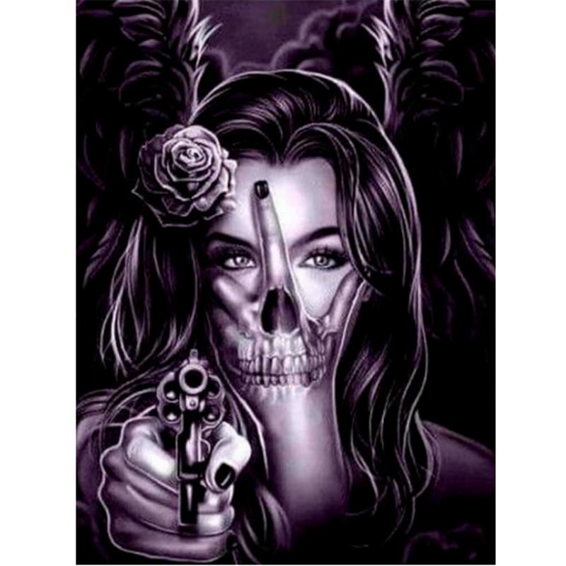 Full 5D Diy Diamond Painting Female Skull Diamond Embroidery Kits Full Lay Cross Stitch Home Decor Handmade Gift