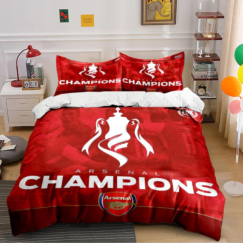 Arsenal Champions Red Set Bedding Duvet Cover Set Duvet Cover Pillowcases Home Decor (1 * Duvet Cover 2 * Pillowcases, without duvet insert)