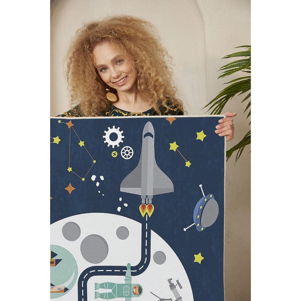 Decorative Modern Thin Stain Resistant Washable Cotton Machine Woven Base Kids Carpet