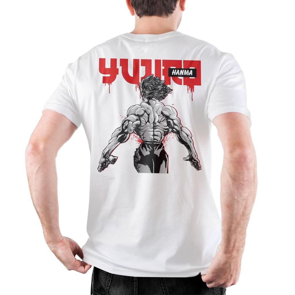 Мужские футболки Yujiro The Demon Back Baki Hanma Аниме Хлопковая одежда Уникальные футболки с коротким рукавом и круглым вырезом Футболки с принтом