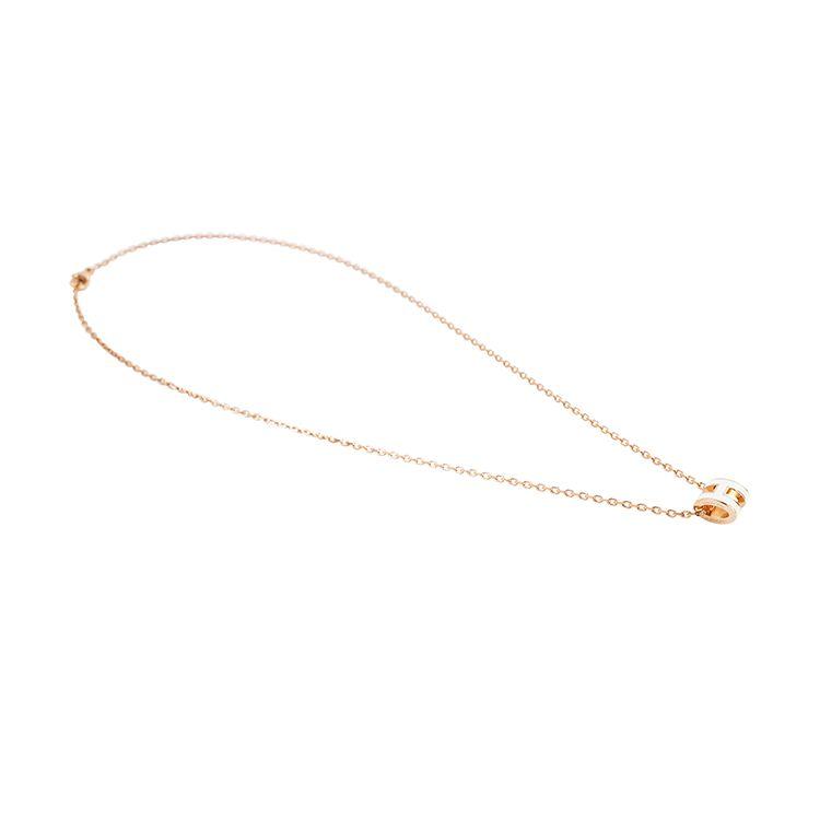 Hermes Mini Pop H Logo Pendant Necklace Women necklace Rose-Gold White H147992FO49