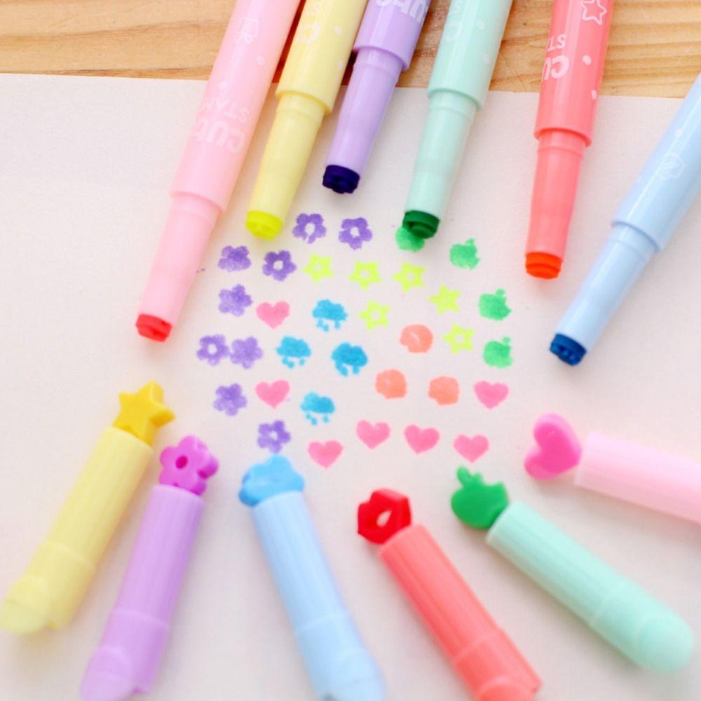 Candy Color Highlighters Pen Journal Diary Decoration Highlighter Cute Stamp