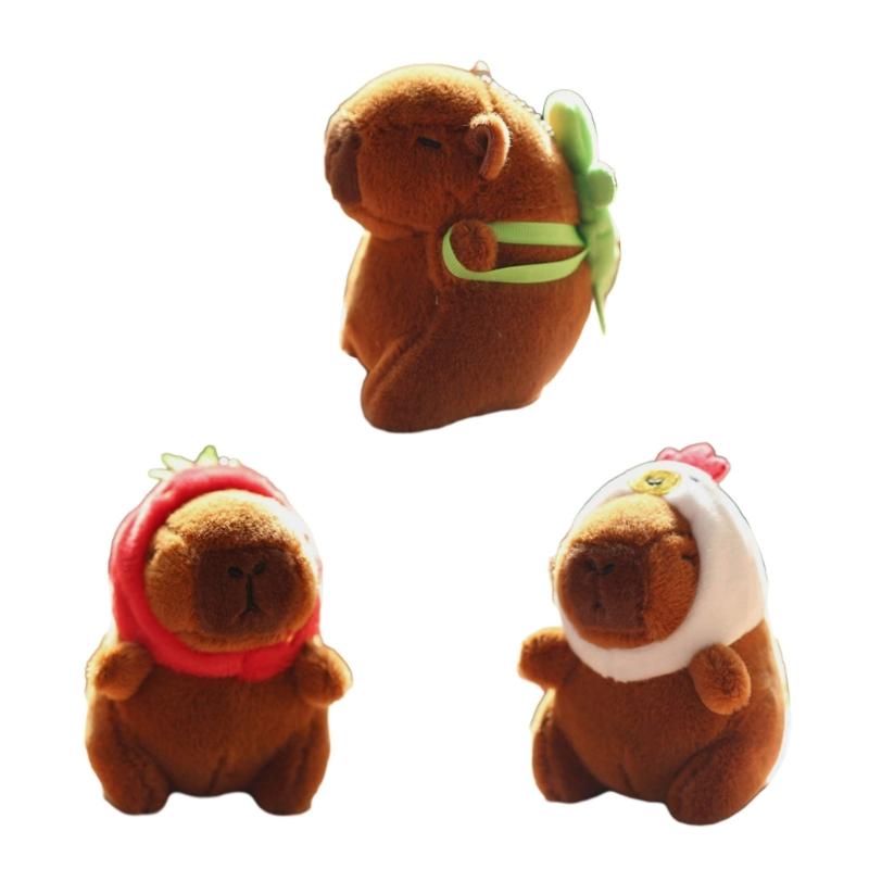 Стильный брелок для ключей Capybara, плюшевое украшение для ключей в виде животного, очаровательная плюшевая сумка, подвеска, аксессуары для любителей животных