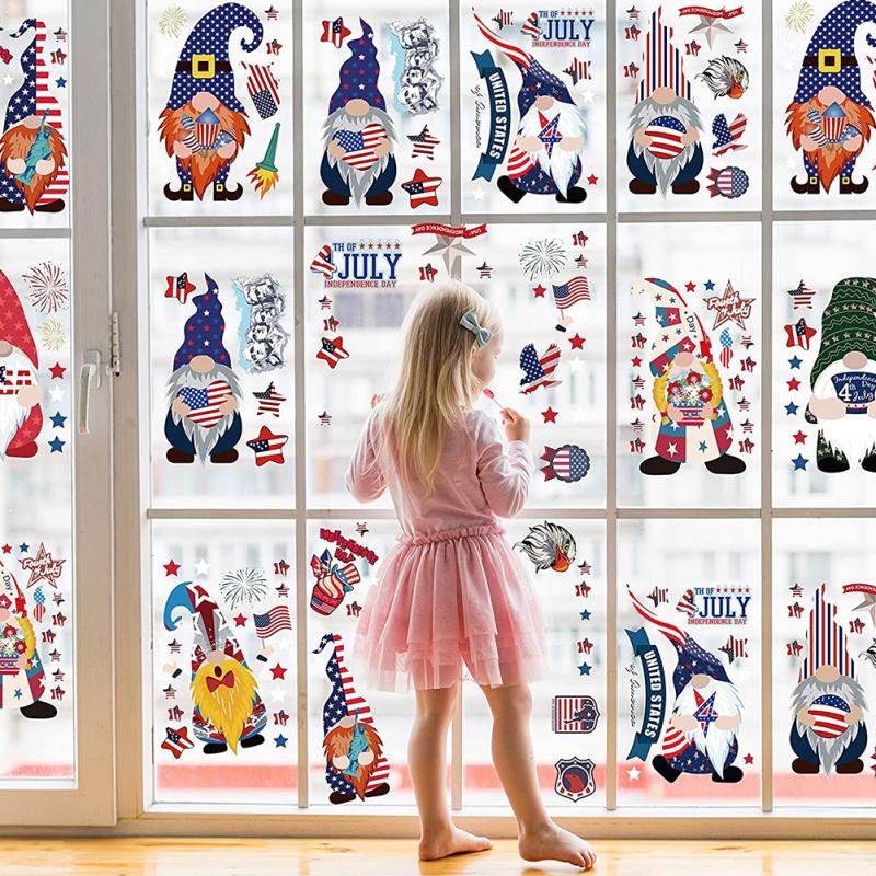 Горячий! 9 шт./набор Наклейка на стену ПВХ Наклейки на День независимости США Электростатические наклейки на окна