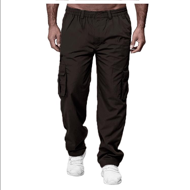 Мужские повседневные рабочие брюки свободного кроя с прямыми штанинами и дизайном с множеством карманов