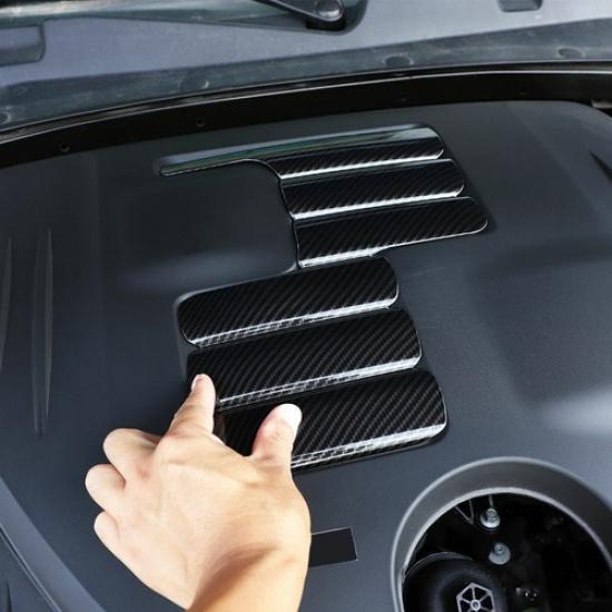 Carbon fiber Engine Shroud Cover Panel Trim for Dodge Challenger Charger 2009+