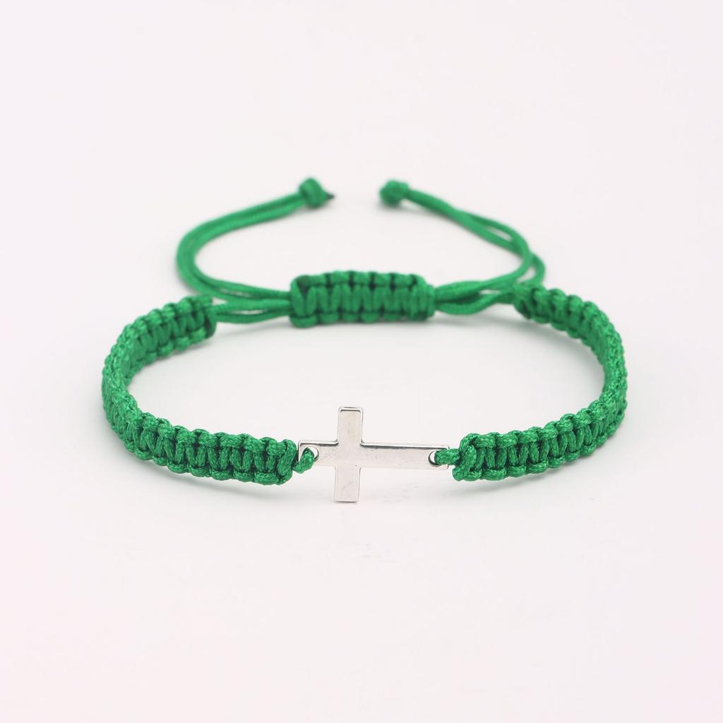 UILZ Творческая личность Нержавеющая сталь Крест ручной работы Регулируемый цветной шнурок Парный универсальный браслет