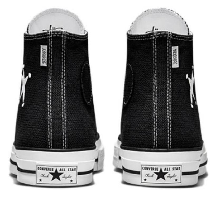 Stussy x Converse Chuck 70s Простые и удобные Устойчивые к истиранию Высокие эспадрильи Унисекс Черно-белые