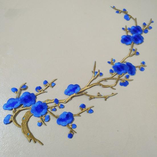 Floral Sewing Appliques for Bags Plum Blossom Patch, Embroidered Flower Patches, Iron on Clothing Backpacks Badges Apparel Jackets, DIY