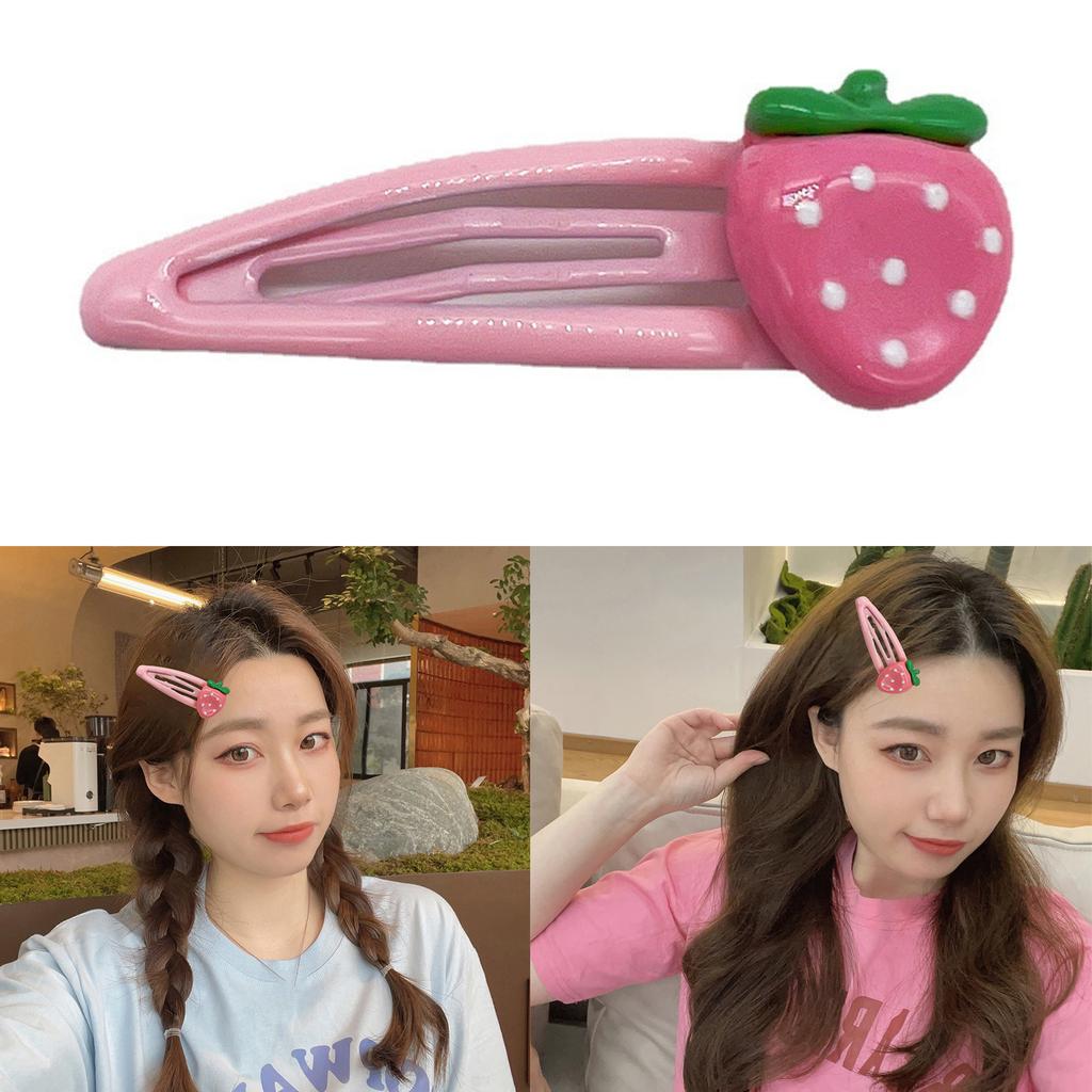 Cute Strawberry Snap Hair Clip Lovely Hairpins Combination Hairpins for All Hair Headpieces Pink Y2K Girls