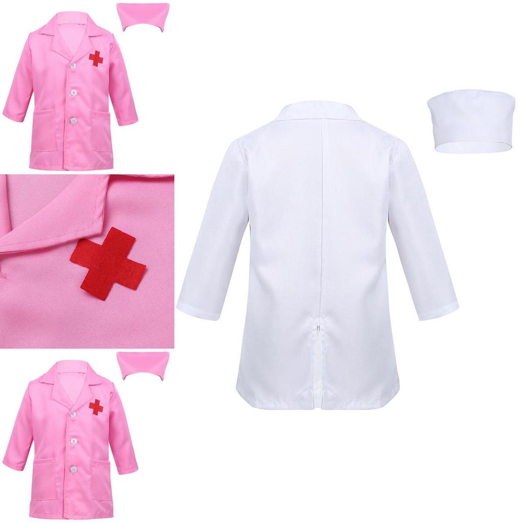 Premium Doctor Coat Fancy Dress Up Costume For Kids With Long Sleeves And Red Cross Pattern