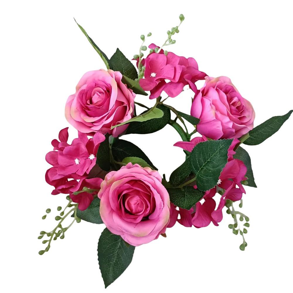 Simulated Candle Rings Wreaths Silk Fake Rose Flower 20cm Artificial Flowers Wedding Decoration