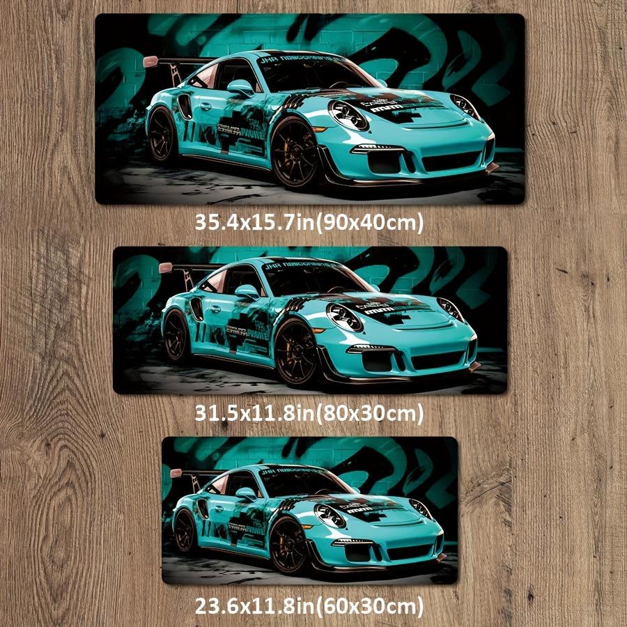 Stylish light blue Supercar mouse pad non-slip stitched edges Durable and comfortable gaming office desk mat desktop accessories