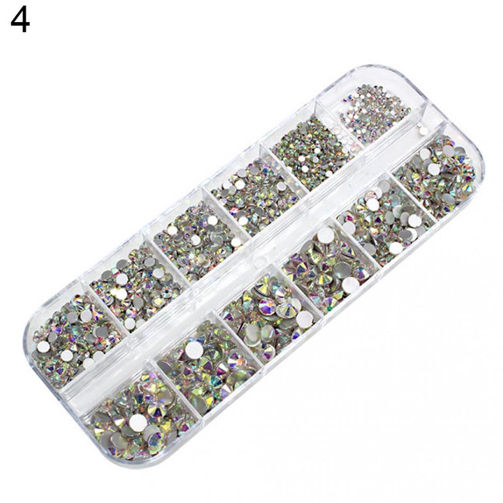 12 Grid 3D DIY Glitter Nail Art Rhinestone Sequins Decoration Manicure Tips