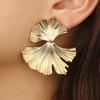 Women Vintage Fashion Creative Big Metal Flower Leaf Alloy Earrings