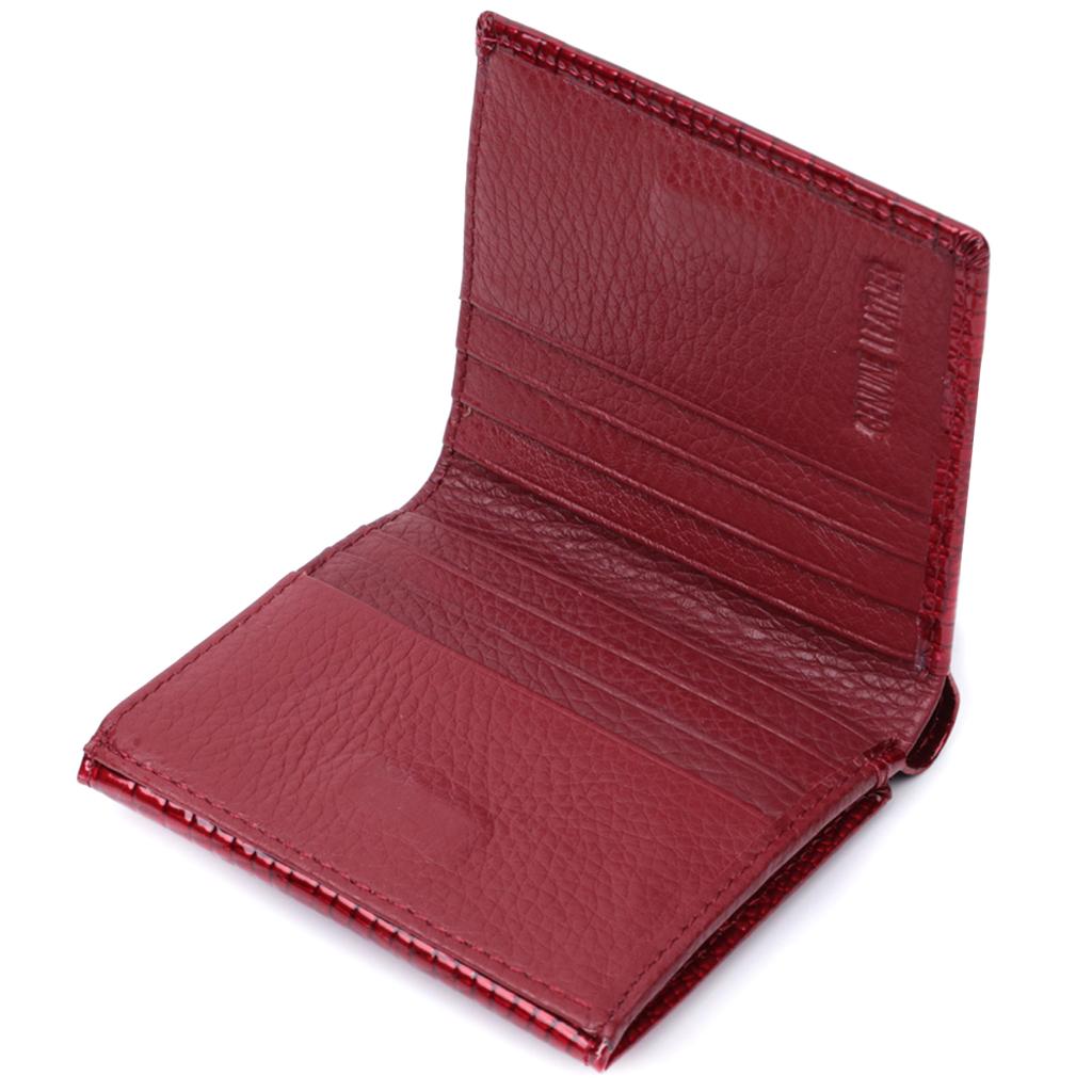 Compact Wallet for Women Made of Genuine Patent Leather ST Leather 22687 Red