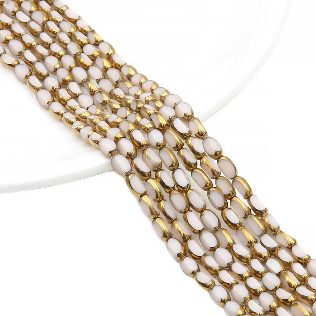 Овальные ограненные стеклянные кристаллы с золотистой окантовкой, в форме рисовых зерен, для изготовления украшений