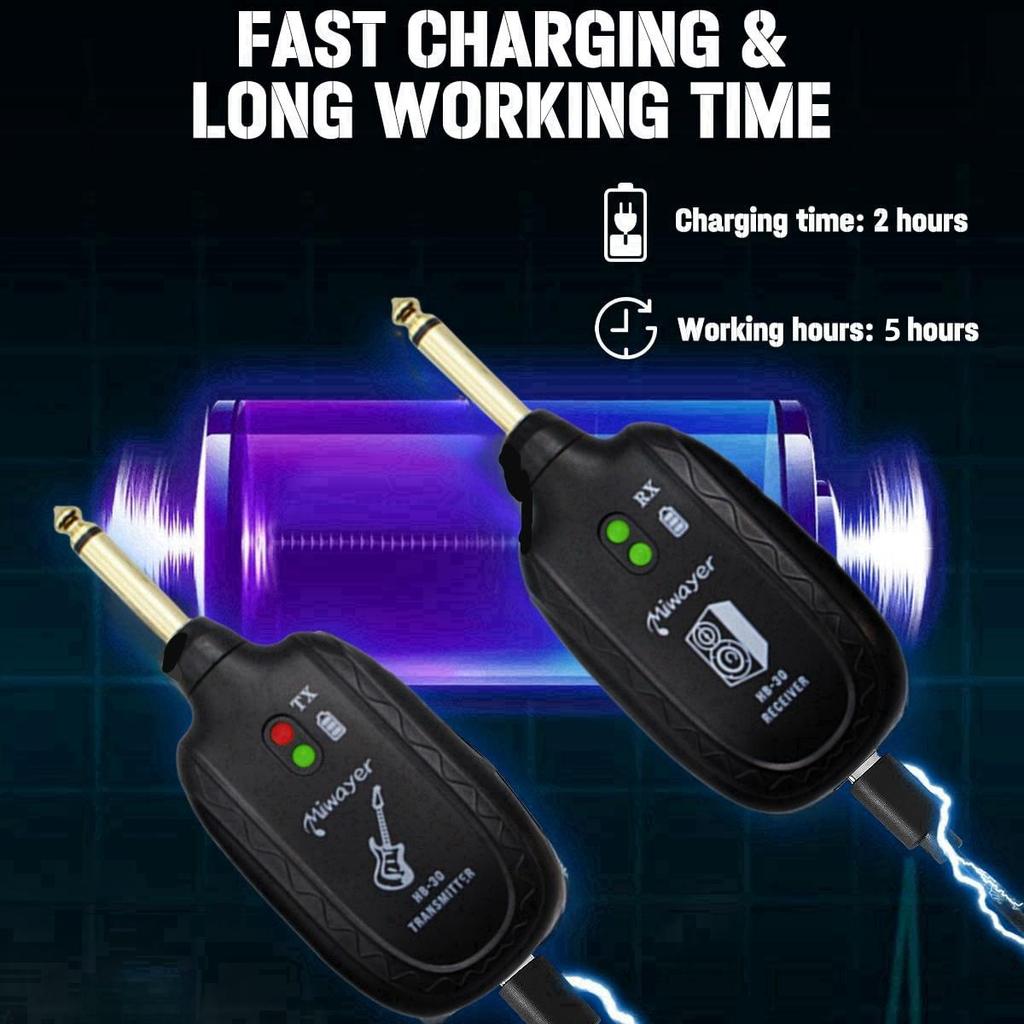 Гитарная беспроводная система HB-30 УВЧ-передатчик-приемник для бас-гитары электрогитары