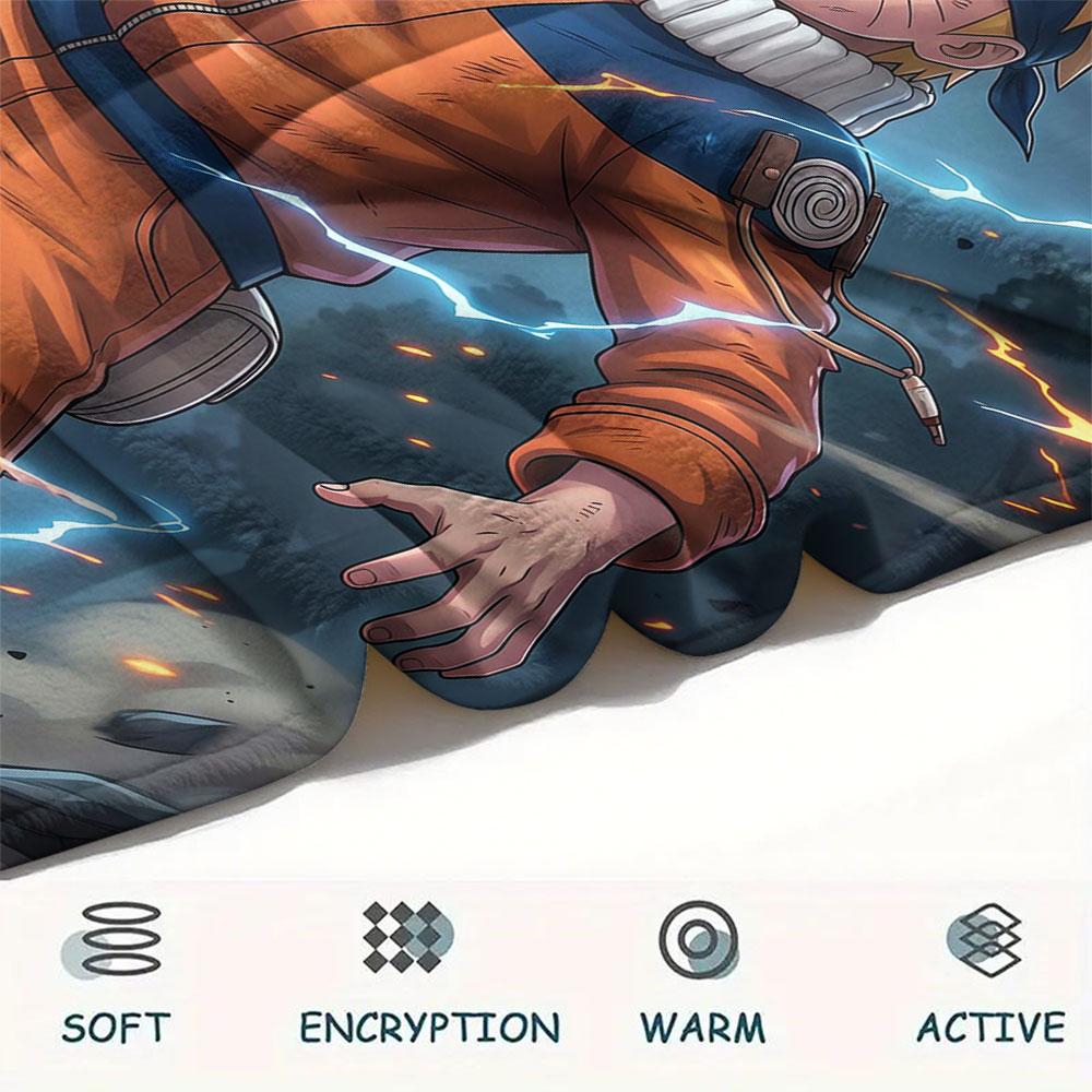 1Pc Naruto Print Flannel Blanket, High quality Comfortable for All Seasons, Home Decor, Warmth and Comfort, Perfect for Christmas Gifts
