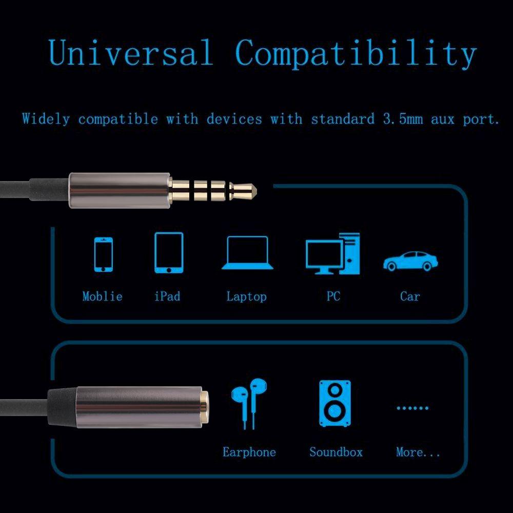 Gold Plated Plug Earphone 3.5mm Jack Extender Audio Extension Cable Male to Female Aux Cord