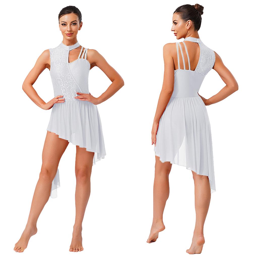 Женский лирический купальник с цветочным кружевом, стразами и асимметричным подолом, с открывающейся ластовицей, цельное платье XS-XXL