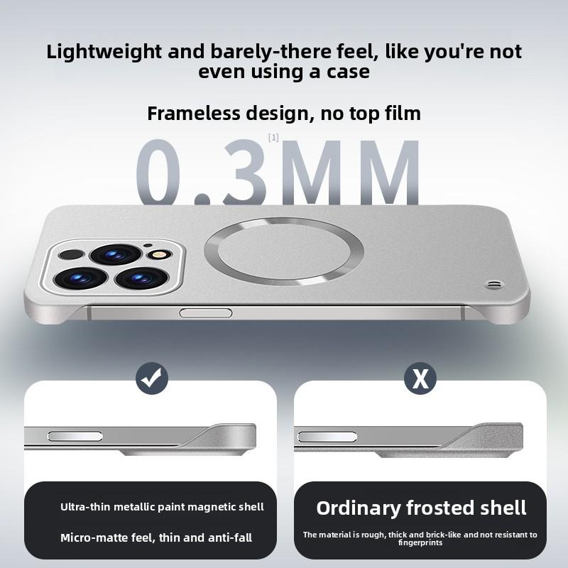 Безрамочный магнитный чехол для телефона для iPhone 17 Air 16 15 14 13 12 Pro Max Plus Для Magsafe Однотонный Жесткий ПК Задняя крышка