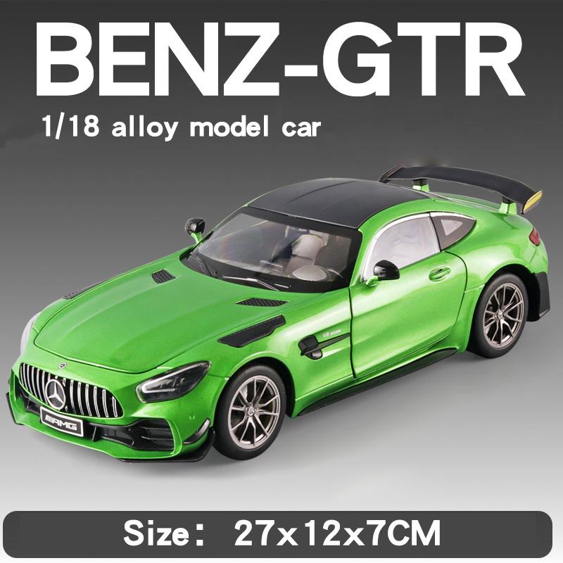 1:18 Mercedes Benz AMG GTR Alloy Sports Car Diecast Model Sound & Light Simulation Toy Collect Ornaments Gifts Birthday Present