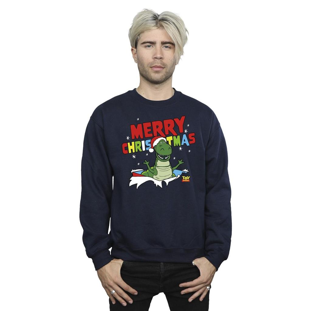 Disney Mens Toy Story Rex Christmas Burst Sweatshirt