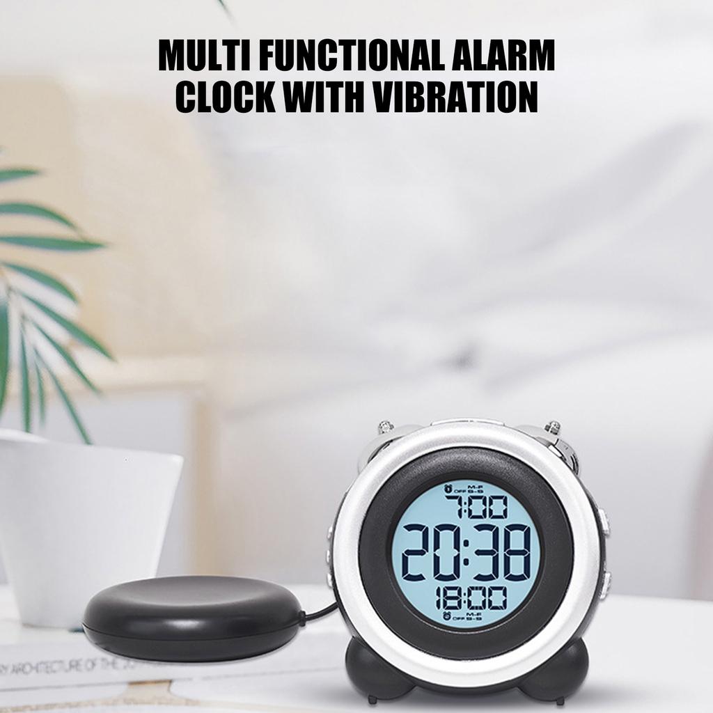 Вибрирующий будильник, простой в управлении, с громкой вибрацией и подсветкой, двойные колокола для использования в спальне, офисе и в путешествиях