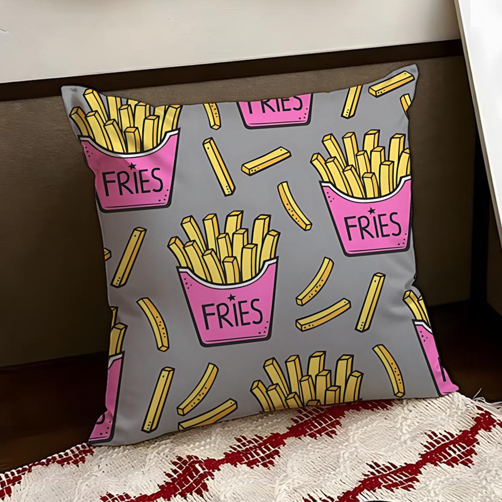 Golden French fries Cushion Cover Reversible Soft Durable Pillow Cover Home Car MultiScene Use for Daily Comfort